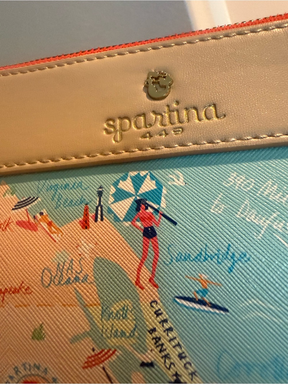 Spartina 449 Outer Banks Printed Crossbody in Light Blue and Beige - Picture 2 of 3